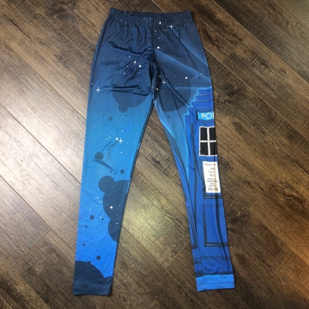 Dr. Who Tardis Blue Leggings Pants Pajamas (Small)